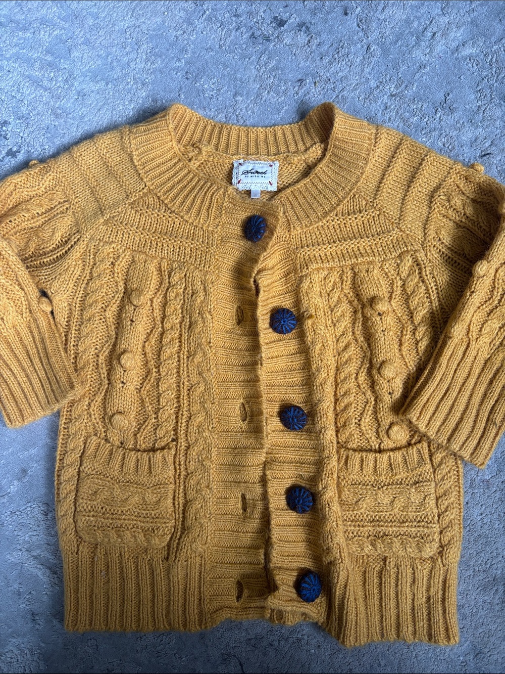Miss Me Golden Yellow Cable Knit Short-Sleeve Cardigan
